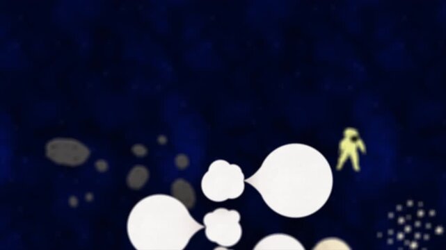 Animated cartoon space adventure with rocket astronaut and planets.