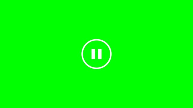 Green Screen Play Button Icon with Pause Button Animation.