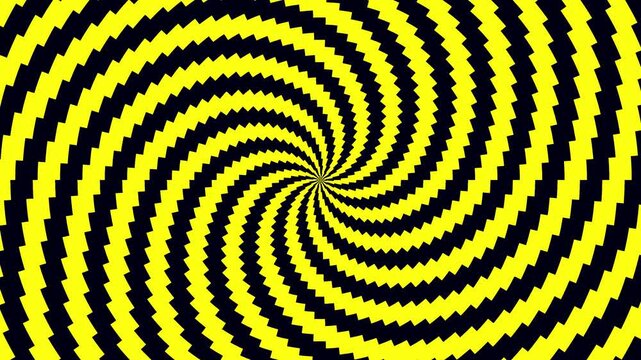 Hypnotic Swirl Pattern of Yellow and Black Jagged Lines.
