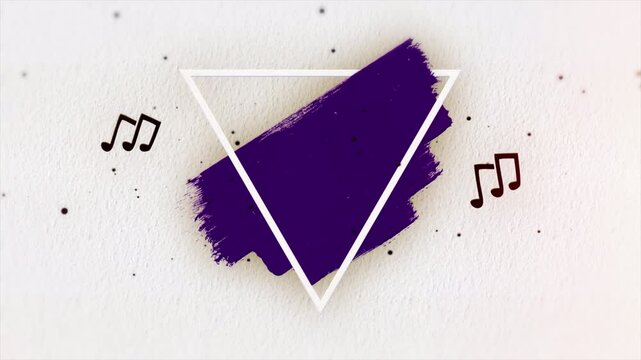 Dynamic Music Background Featuring Animated Brush Stroke and Floating Musical Notes.