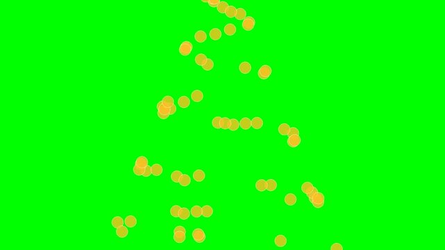 Orange Bubbles Rising on Green Screen Background.