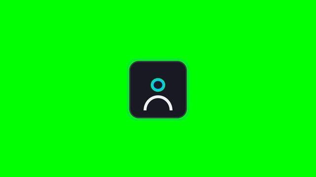 Sad person icon on a green screen background.