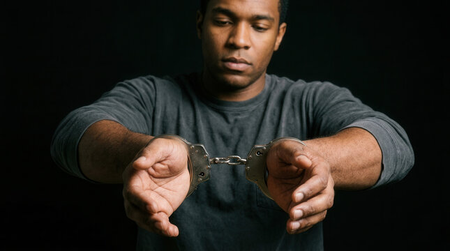 Man In Handcuffs Facing Consequences Of His Actions