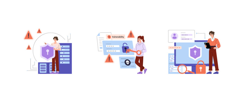 Cybersecurity experts protecting data and fixing vulnerabilities