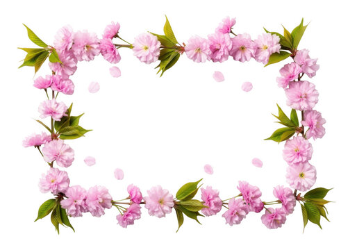 Beautiful pink cherry blossom flower frame