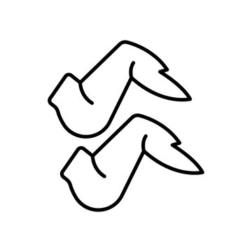 Chicken Wings Barbecue Fried Poultry Outline Vector Icon
