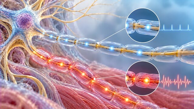 Peripheral nerve showing electrical signal transmission