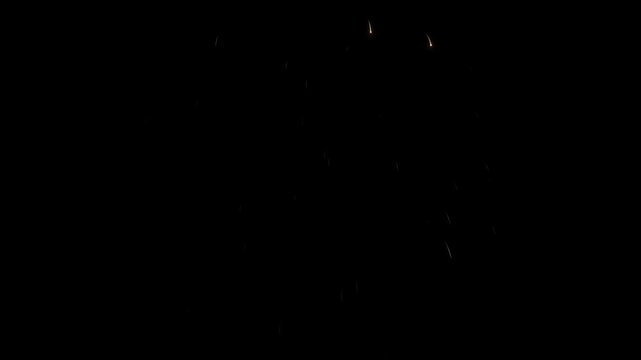 Golden Firework Burst Illuminating Black Night Sky with Radiant Sparkling Trails