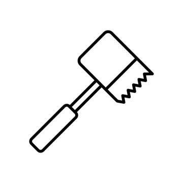Meat Tenderizer Mallet Hammer Tool Outline Vector Icon