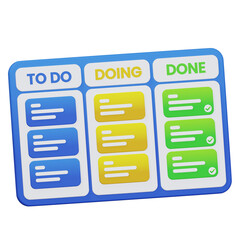 3D Kanban Task Board Icon with To Do, Doing, and Done Columns © zii