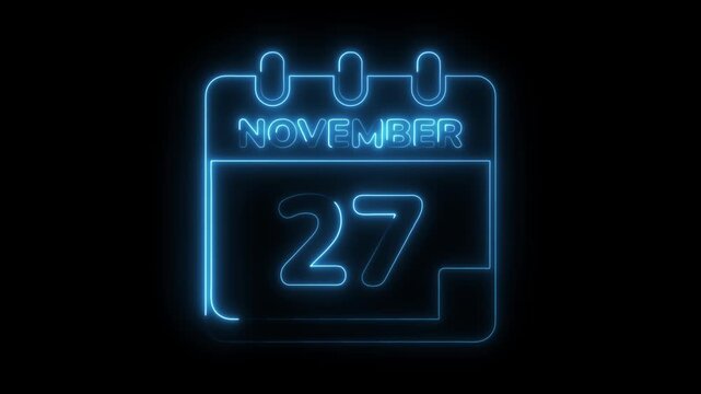 November 27th neon calendar date reminder event planning schedule organizer appointment animated graphic