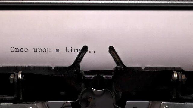 Macro Shot of Vintage Typewriter Typing Once Upon a Time