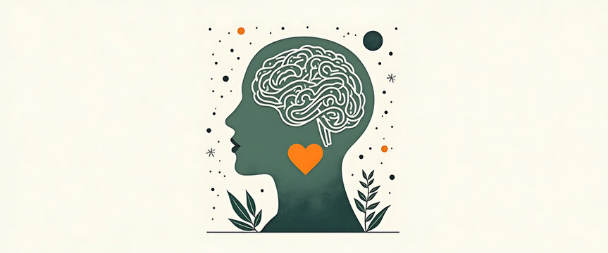 Mind and heart connection symbol representing mental health and emotional well being support.