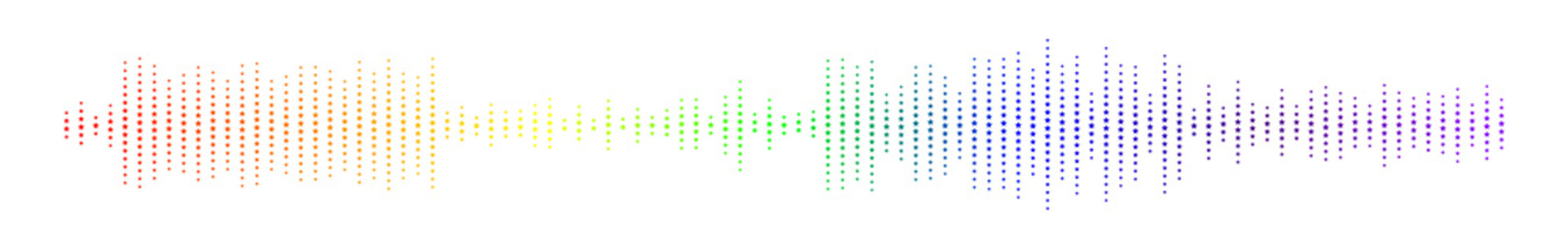 Pastel green audio waveform displaying high and low frequency display