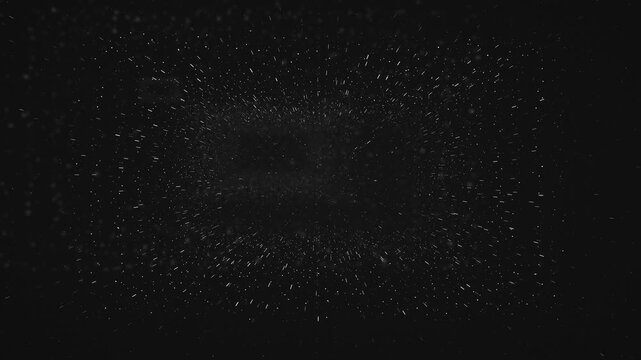 Black and white particle tunnel moving forward, monochrome warp speed star streaks, hyperspace travel, digital data flow, abstract space background