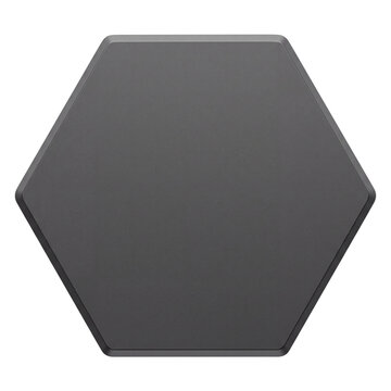 A dark gray hexagonal shape with rounded edges is displayed on transparent background hexagon geometric