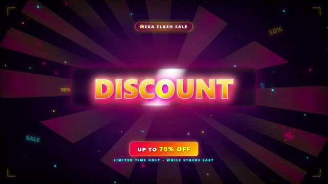 Discount Neon Motion Graphic Flash Sale Promotion Background
