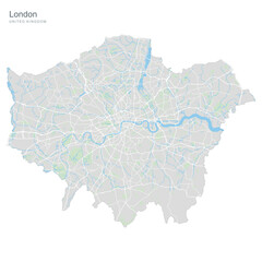 Obraz premium Detailed Map of London, United Kingdom - Vector Illustration