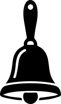 Black silhouette icon of a vintage hand bell with a simple handle for holiday decor.