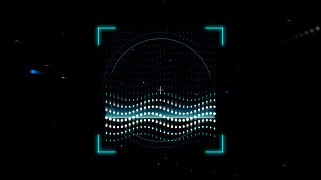 Futuristic Blue Glowing Audio Waveform Visualization Loop HUD Digital Interface Screen Background