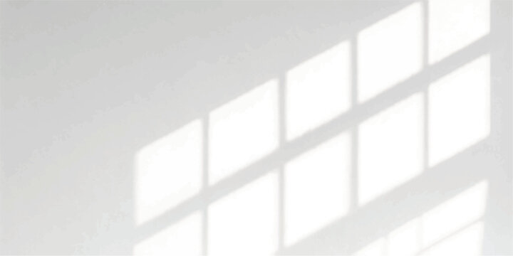 Geometric window frame shadow cast on a bright white wall with light overlay abstract background sunlight beam minimalist background blank wall interior design texture geometric patte