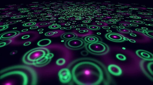 非線形光学ソリトン薄膜と回折リングが暗視野に広がる科学CG背景