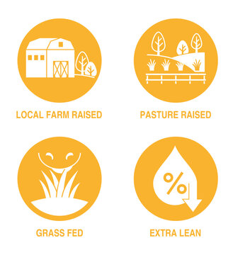 Meat Labeling Icons - Farm Raised and Grass Fed