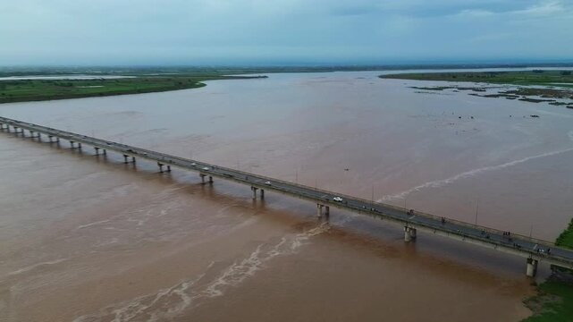 Drone View of Chenab River During Flood