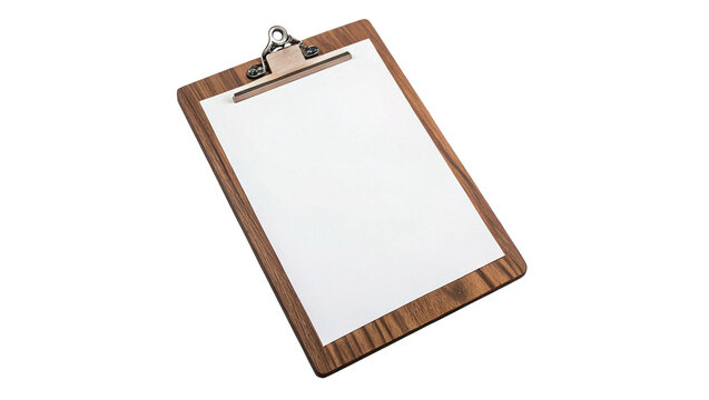 Blank minimalist office clipboard template mockup sign isolated on transparent background.