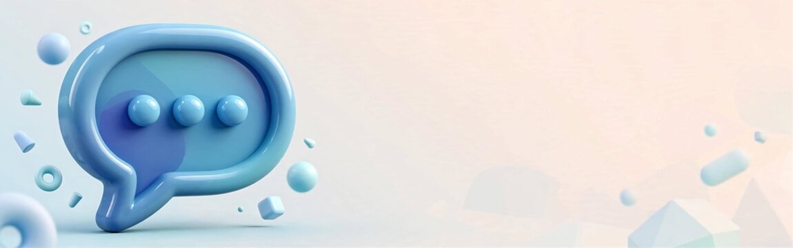 Speech bubble chat message icon 3d graphic customer feedback banner social media header background
