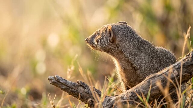 mongoose close up at morning light in tsavo national park kenya video