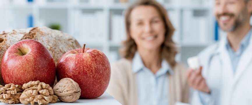 Healthy food and medical consultation concept