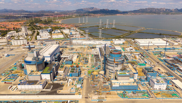 Nuclear Power Plant Under Construction Near Water Body