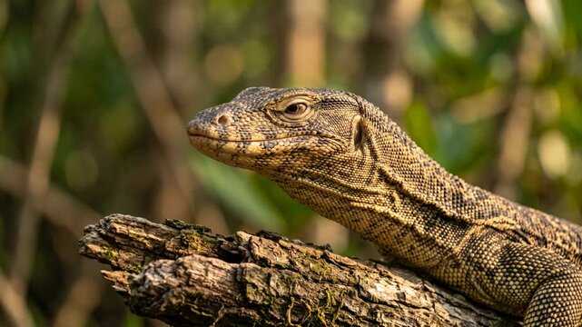 monitor lizard close up at morning light in komodo national park indonesia video