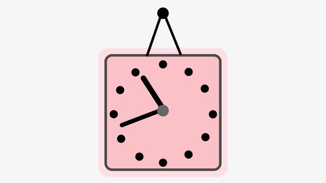 Blue Square Clock Animation with Dot Hour Markers and Black Hands