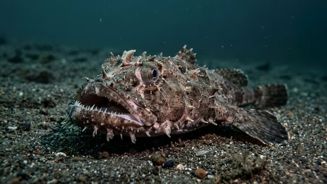 monkfish underwater close up in atlantic ocean video
