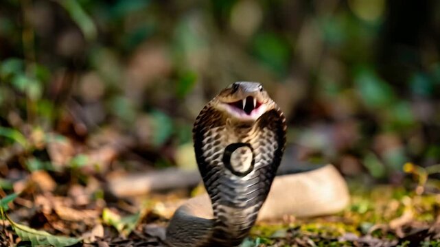 monocled cobra close up at morning light in chinnar wildlife sanctuary india video