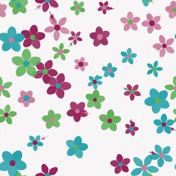 Seamless loop colorful floating ditsy floral motion background