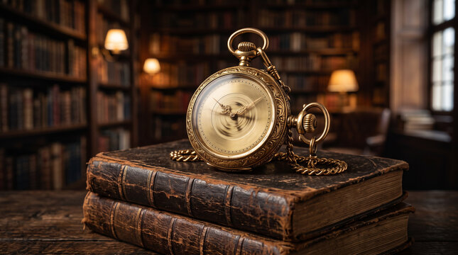Pocket watch on books representing time management struggles with adhd