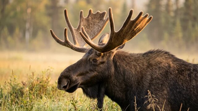 moose close up at morning light in denali national park alaska usa video