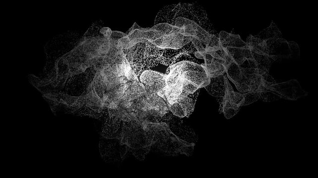 Abstract White Particle/ Point Cloud Animation &ndash; Glowing 3D Point Cloud Formation, Dynamic Dust Cloud, Flowing Digital Particles, Futuristic Data Visualisation and Technology Motion Background
