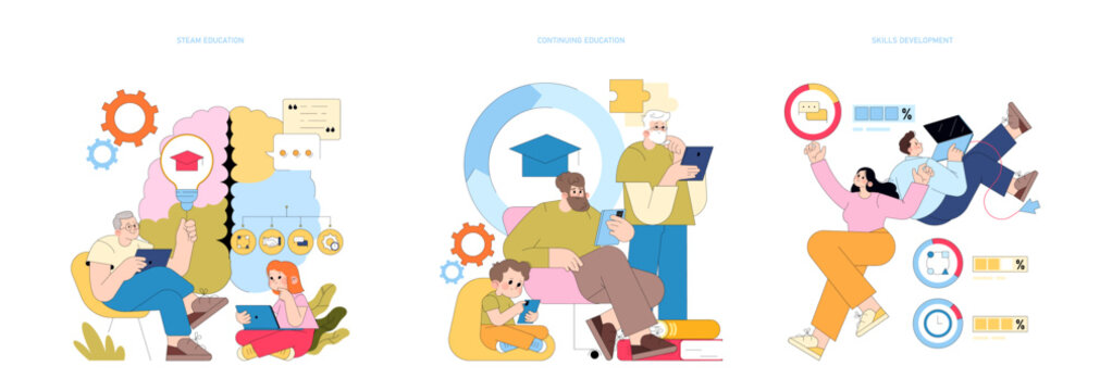 Vector Illustration of STEAM and Continuing Education