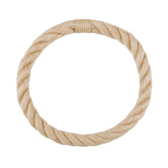 Thick natural beige twisted rope forms a perfect circular frame, isolated on a clean white background with soft studio lighting © Chinases