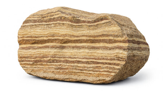 Banded shale rock specimen with visible sedimentary layers for geological study