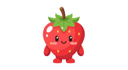 Obraz premium Cute cartoon strawberry character with happy face and arms