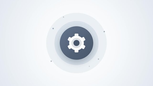Gear icon animation representing mechanical progress and digital system integration shown in this smooth clean looping high quality motion clip
