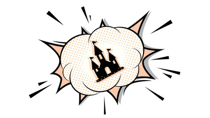 Comic book style fairy tale castle explosion burst element, boom effect. © Premium_art