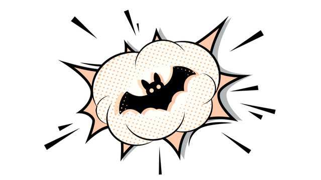 Comic book style Halloween bat explosion burst element, boom effect.