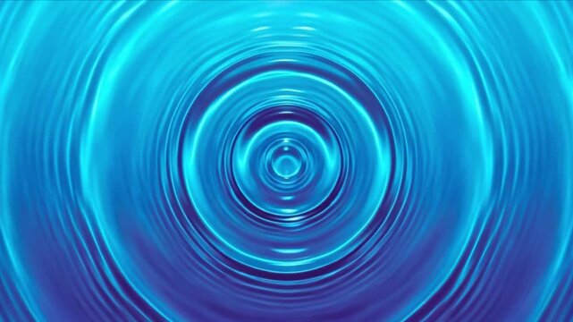 氷河の亀裂から発光する水面へズームし同心円の波紋が広がる科学背景