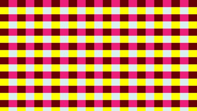 Seamless Plaid Geometric Pattern Vector Background with Yellow, Pink, Maroon, and White Check Stripes